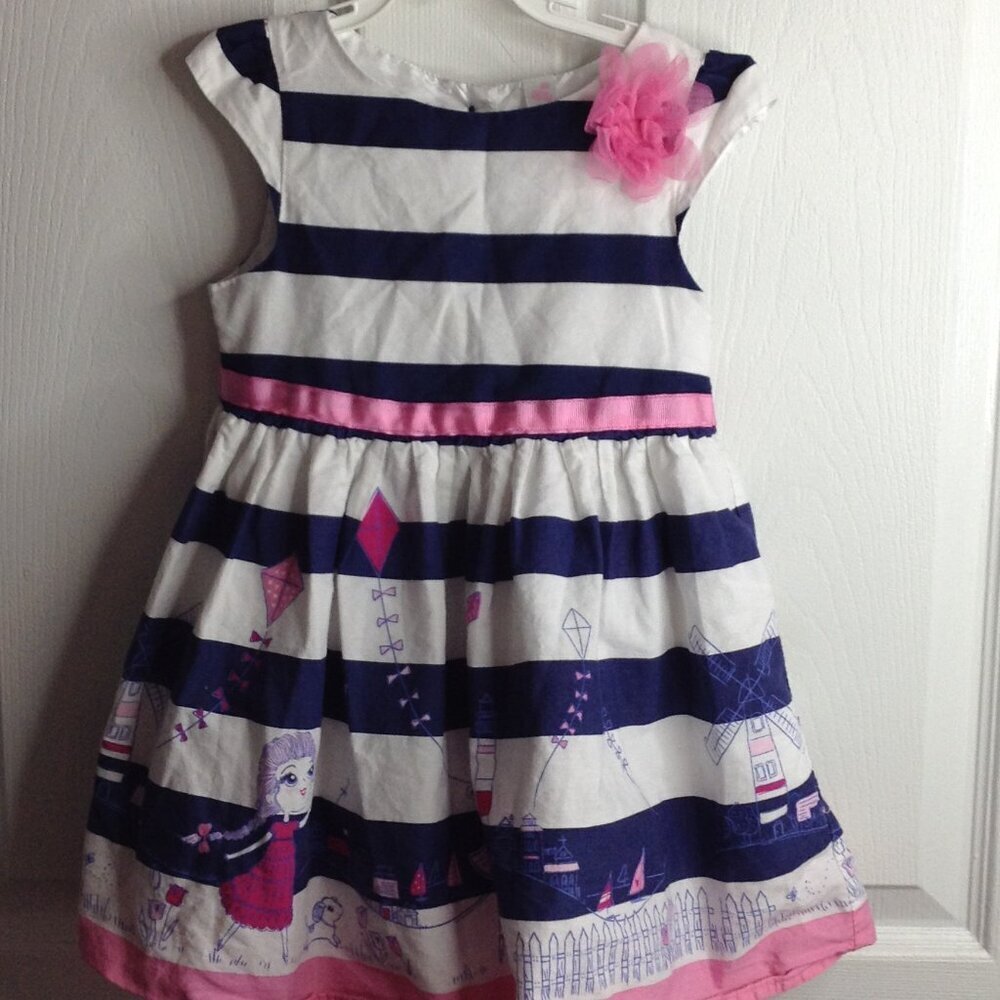 Cherokee "3T" Madeline Dress, Pink/Blue Crinoline, Cotton; Cute Girlhoodcore